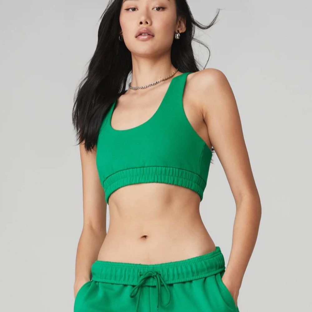 Alo Yoga SCOOP NECK SWEATSHIRT BRA Green Emerald